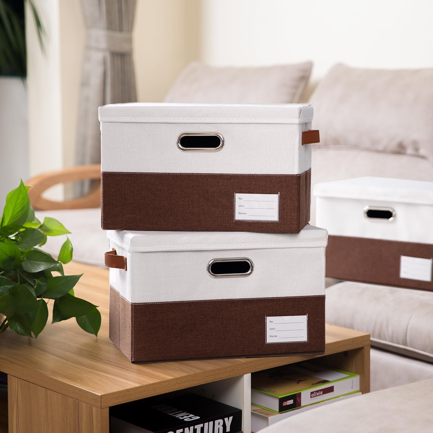 PRANDOM Foldable Storage Bins with Lids [3-Pack] Fabric Collapsible Storage Boxes Baskets Cubes