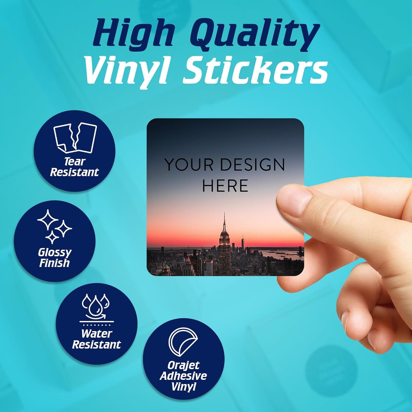 100 Custom Vinyl Stickers - Upload Your own Image, Text, Design, Logo - Personalized Logo Labels