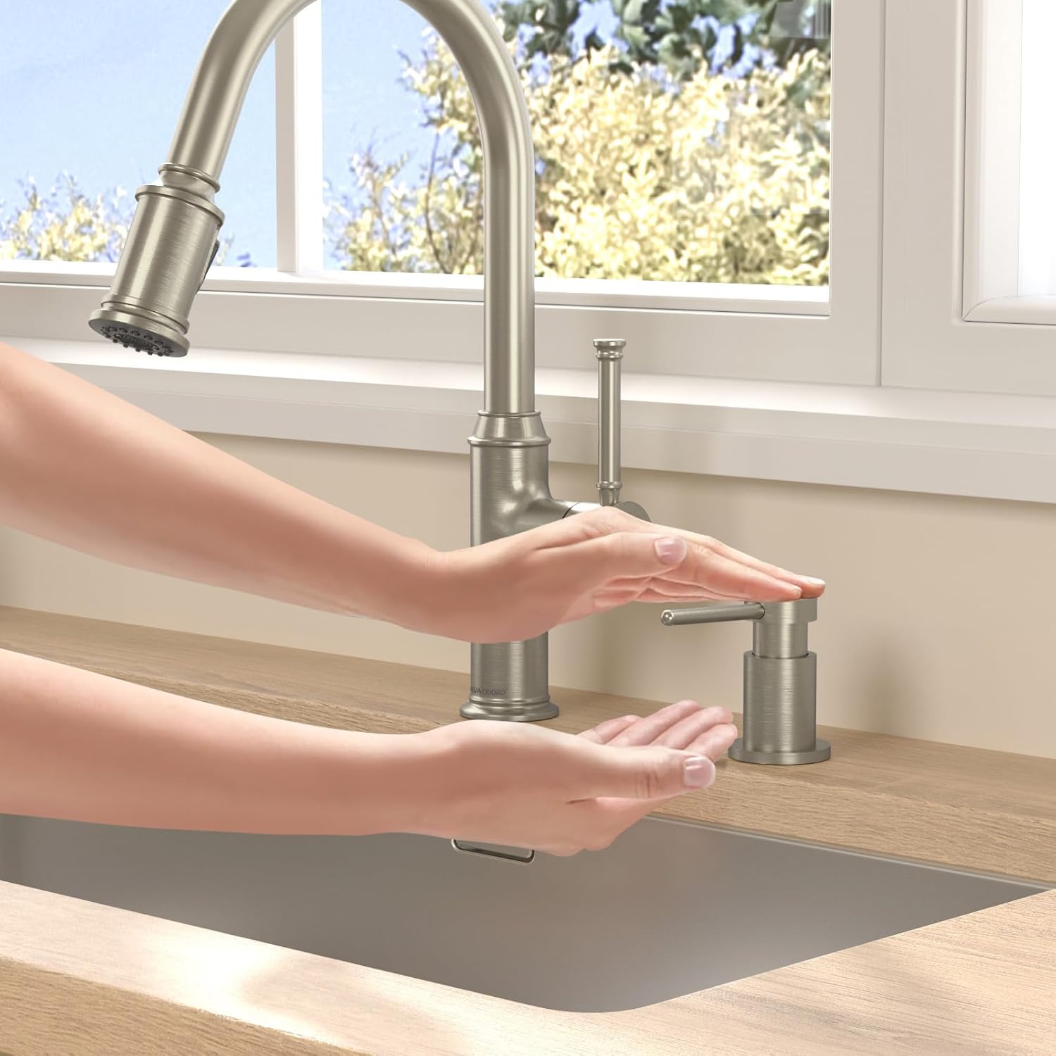 Lava Odoro Soap Dispenser for Kitchen Sink, Modern Brass Built in Countertop Pump Dispenser with 18