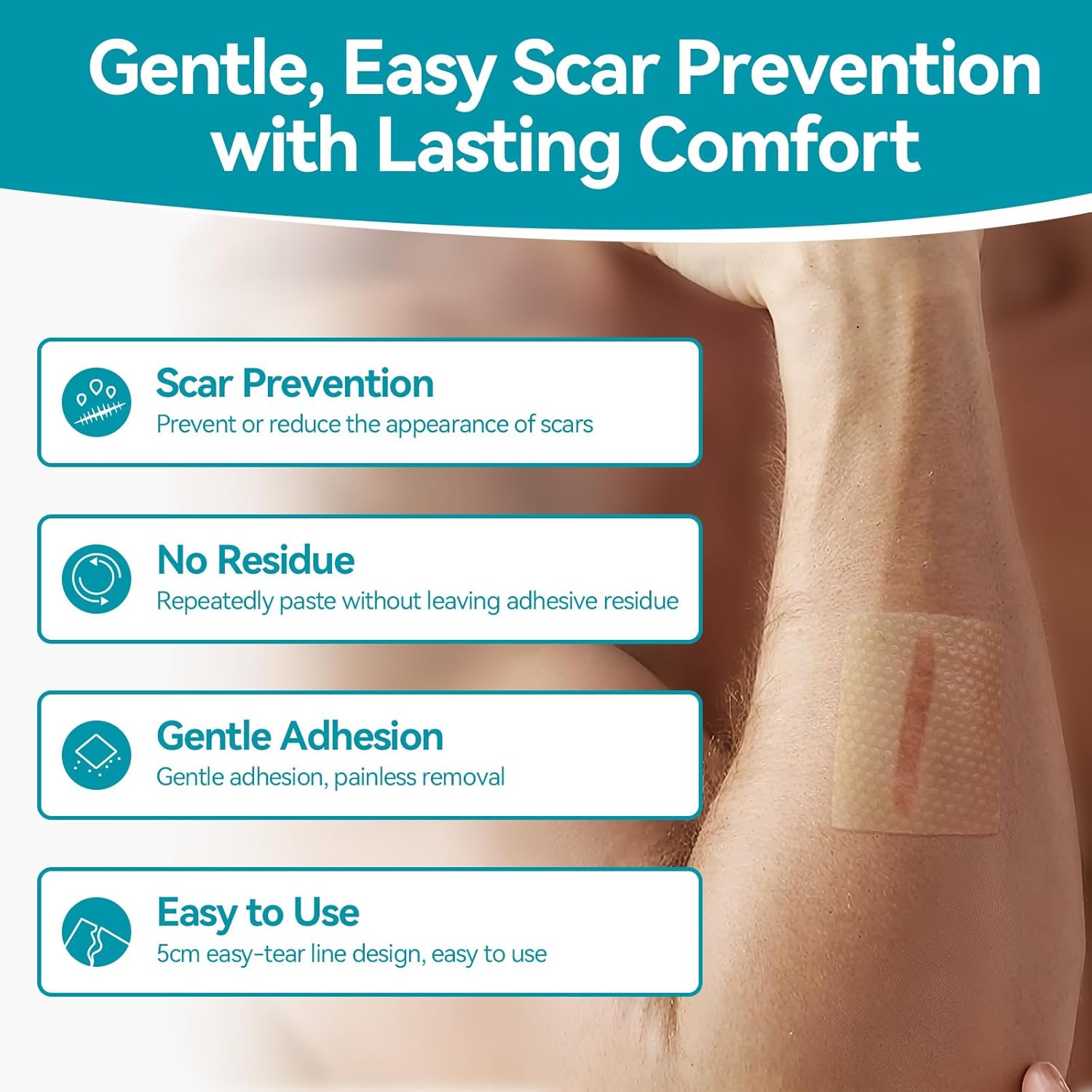 Dimora Silicone Medical Tape - Hypoallergenic First Aid Tapes with Easy Tear Design, Pain-Free