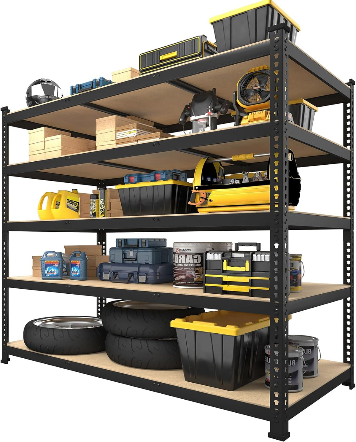 PrimeZone 48" x 24" x 72" Heavy Duty Storage Shelves - 5 Tier Adjustable Garage Storage Shelving