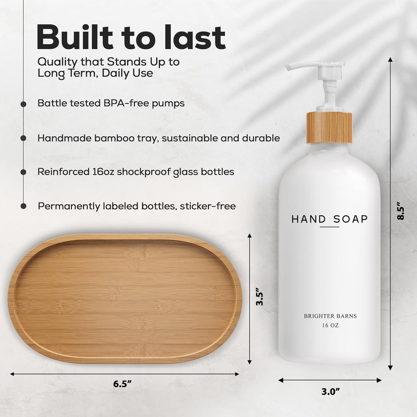 White Glass Soap and Lotion Dispenser Set with Tray by Brighter Barns - Hand Soap Dispenser