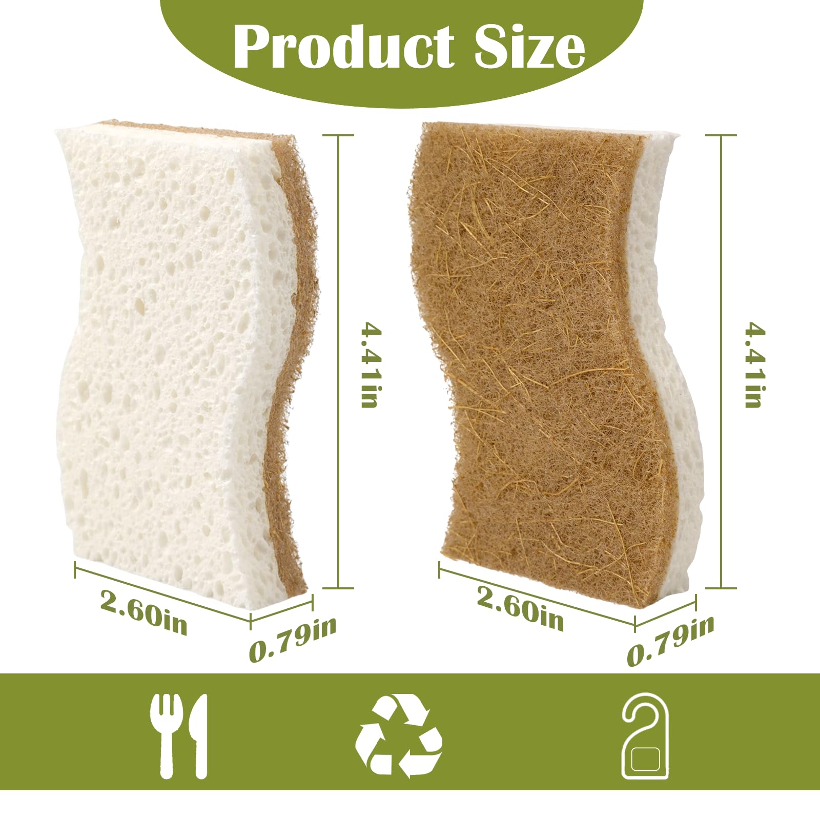 DEBETOOL 14 Pack Coconut Sponge with Cellulose, White