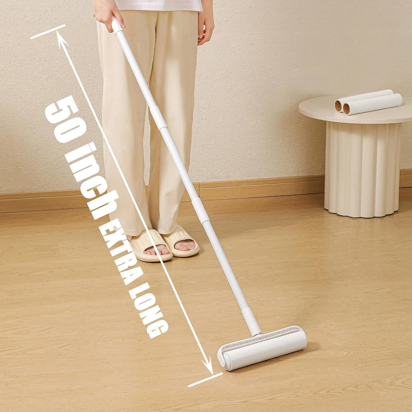 Floor Lint Roller Long Handle with Cover and 2 Refills for Pet Hair Extra Sticky Large 9.45 inch