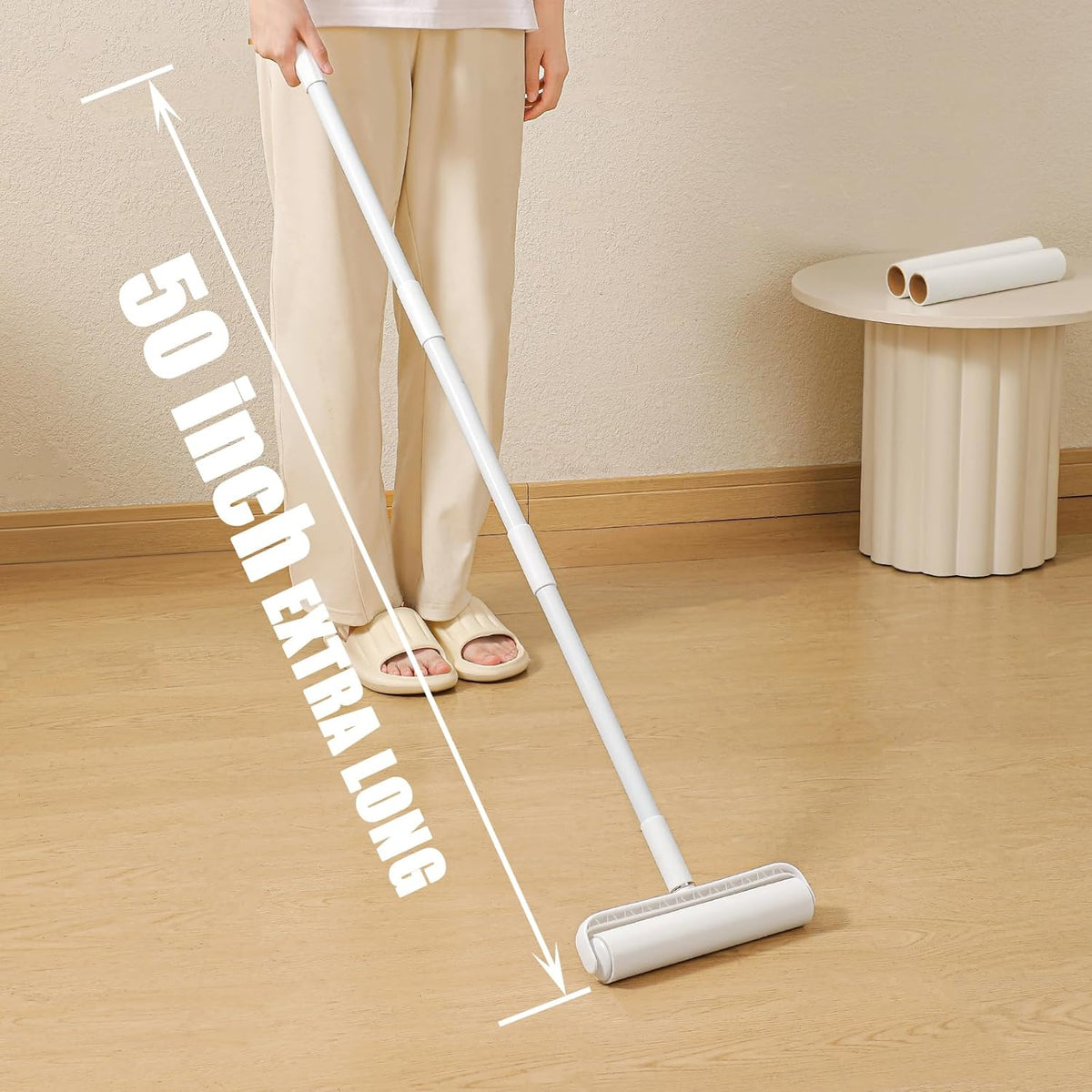 Floor Lint Roller Long Handle with Cover and 2 Refills for Pet Hair Extra Sticky Large 9.45 inch