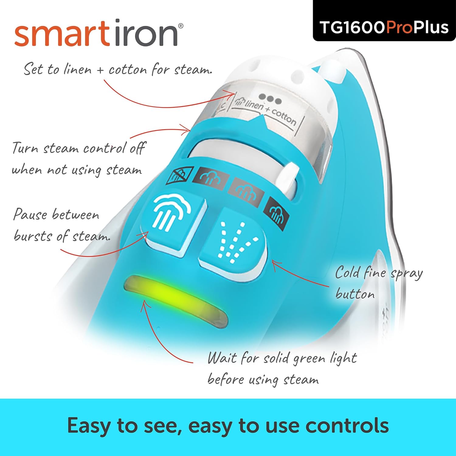 oliso TG1600 ProPlus Smart Iron with Auto-Lift – 1800 Watt Steam Iron for Clothes, Sewing, Quilting