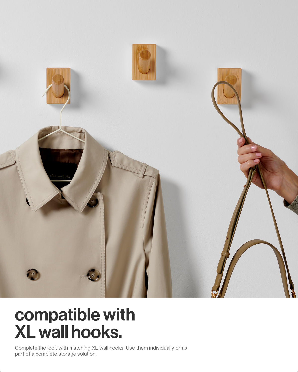LARHN Wall Mounted Coat Rack with 5 Heavy-Duty 1" Diameter Hooks (2-Pack)