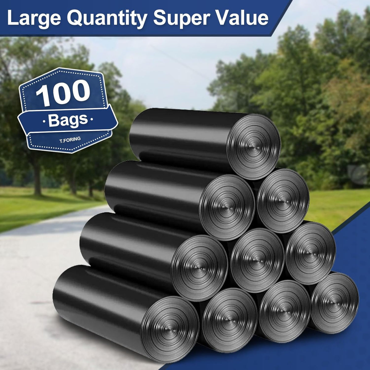 20-30 Gallon Trash Bags Black - 1.28 Mil Thick,30" x 35" Large Garbage Bags 100 Count，20+ Gallon