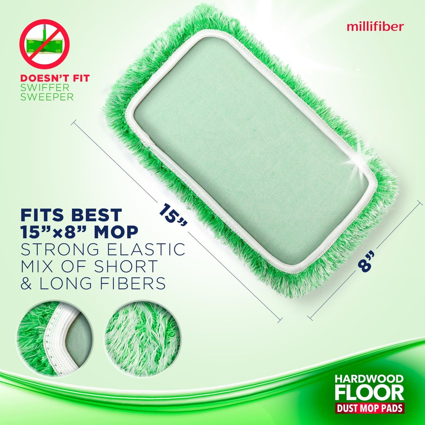 Floor Duster Refill 15x8 Inches - Pet Heavy Duty Duster Refill Compatible with All 15x8 Mop Heads