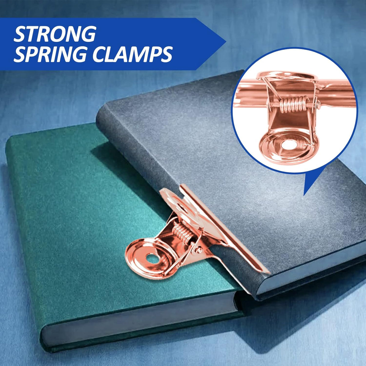 20 Pack Large Metal Hinge Rose Gold Clips 51mm for Crafts, Photos, Drawing, Food Bags at Home