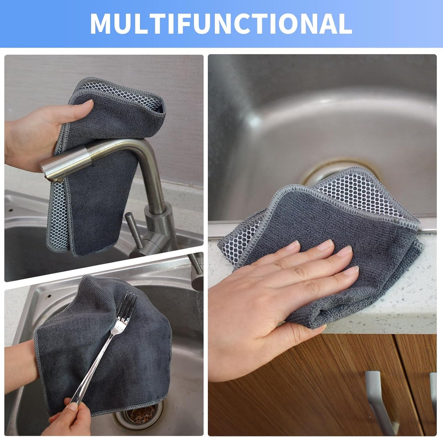 KinHwa Kitchen Washcloths for Dishes Absorbent Microfiber Dish Cloths Quick Dry Dish Rags with Poly
