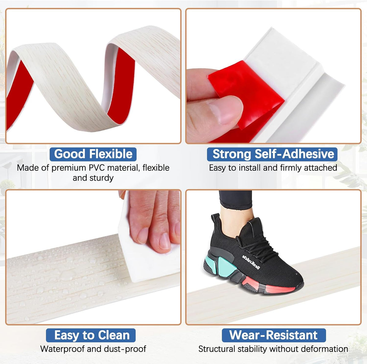 Vinyl Door Threshold Flooring Transition Strip Self Adhesive Carpet Edging Strip for Laminate