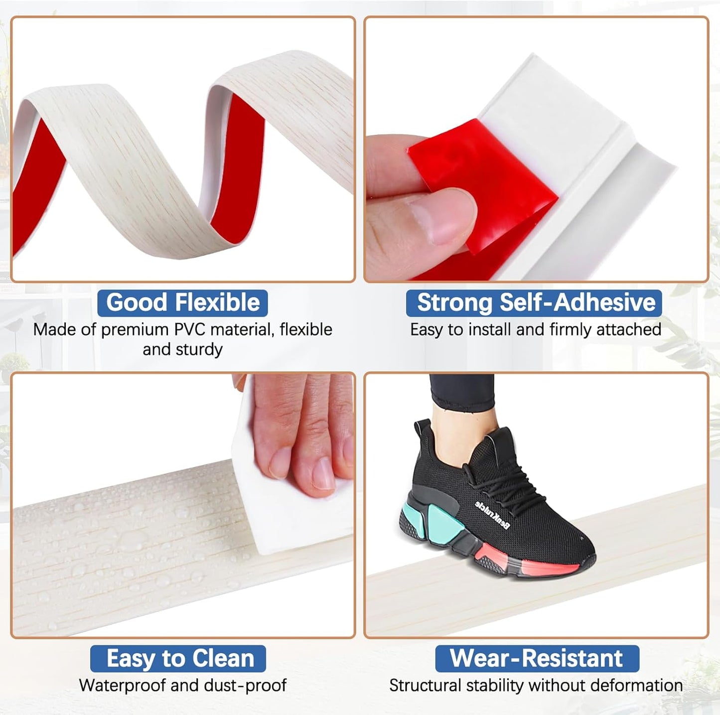 Vinyl Door Threshold Flooring Transition Strip Self Adhesive Carpet Edging Strip for Laminate