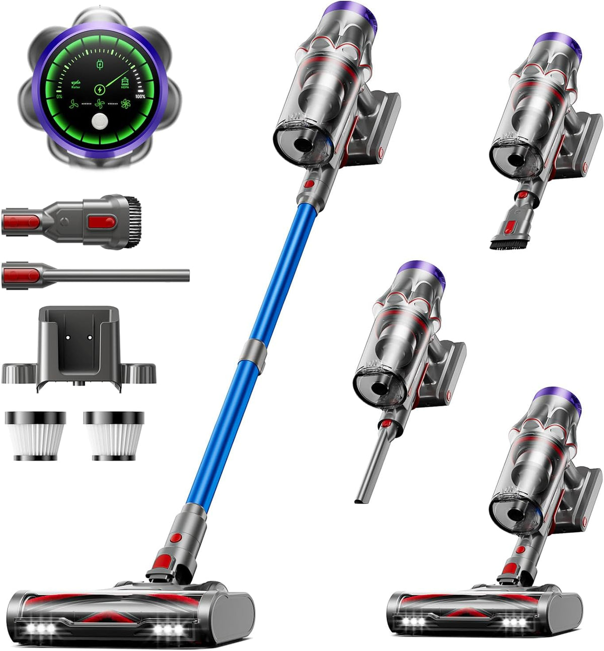 Cordless Vacuum Cleaner, 48KPa 580W 65Mins Vacuum Cleaner for Home, Anti-Tangle Self-standing Stick