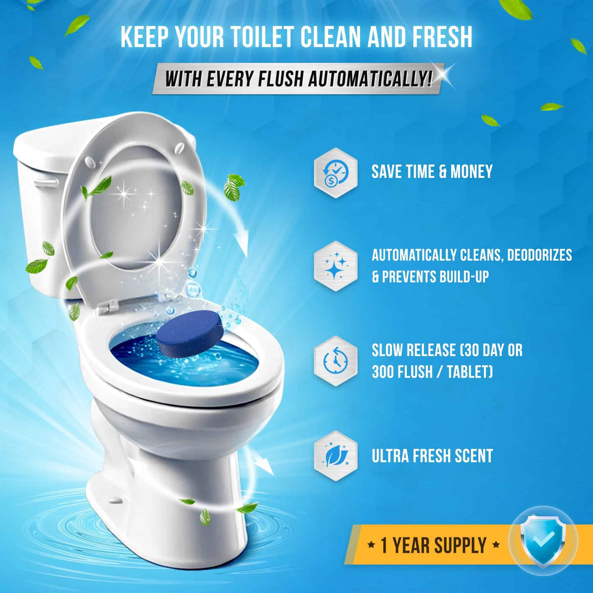 ACTIVE Automatic Toilet Bowl Cleaner Tablets Blue Gel Toilet Tank Cleaners – view 2