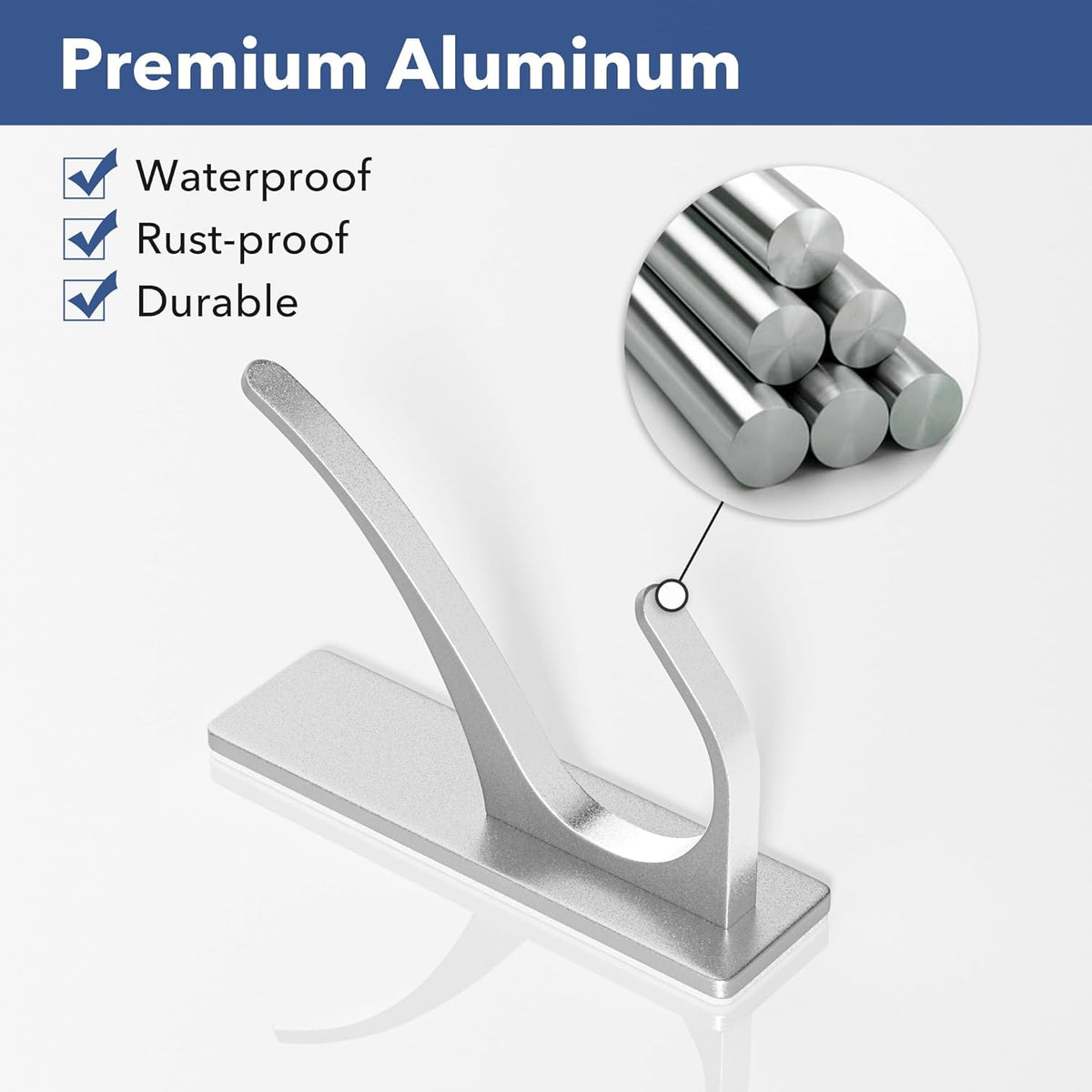 Self-Adhesive Coat Hooks for Hanging - Heavy Duty Stainless Double Wall Hook for Towel, Backpack