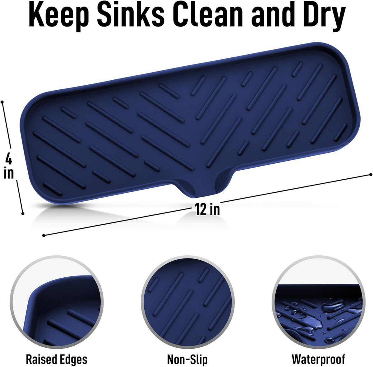 Zulay Kitchen Large Silicone Sponge Holder (12x4) – Flexible Sink Organizer Tray for Kitchen &