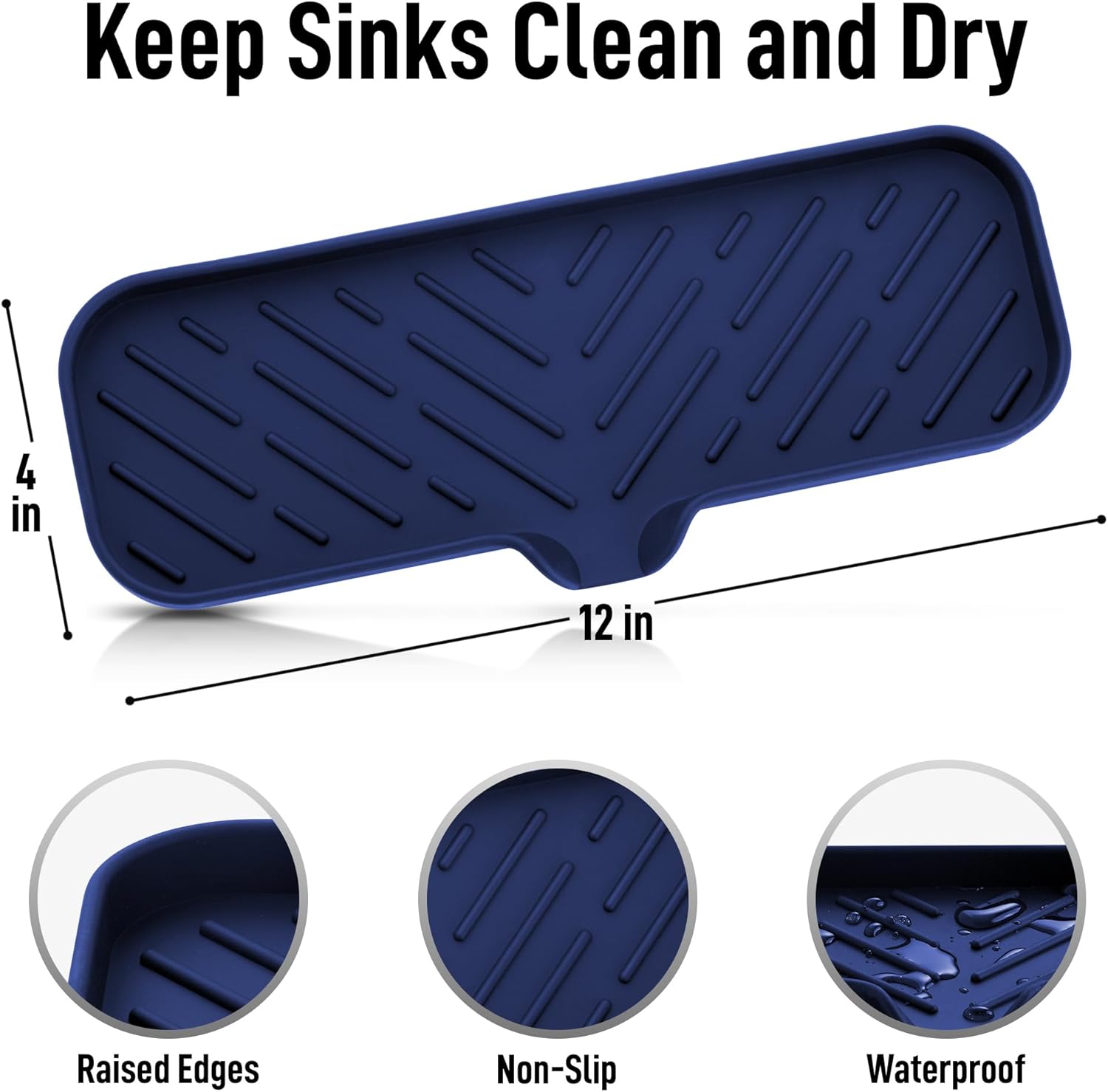 Zulay Kitchen Large Silicone Sponge Holder (12x4) – Flexible Sink Organizer Tray for Kitchen &