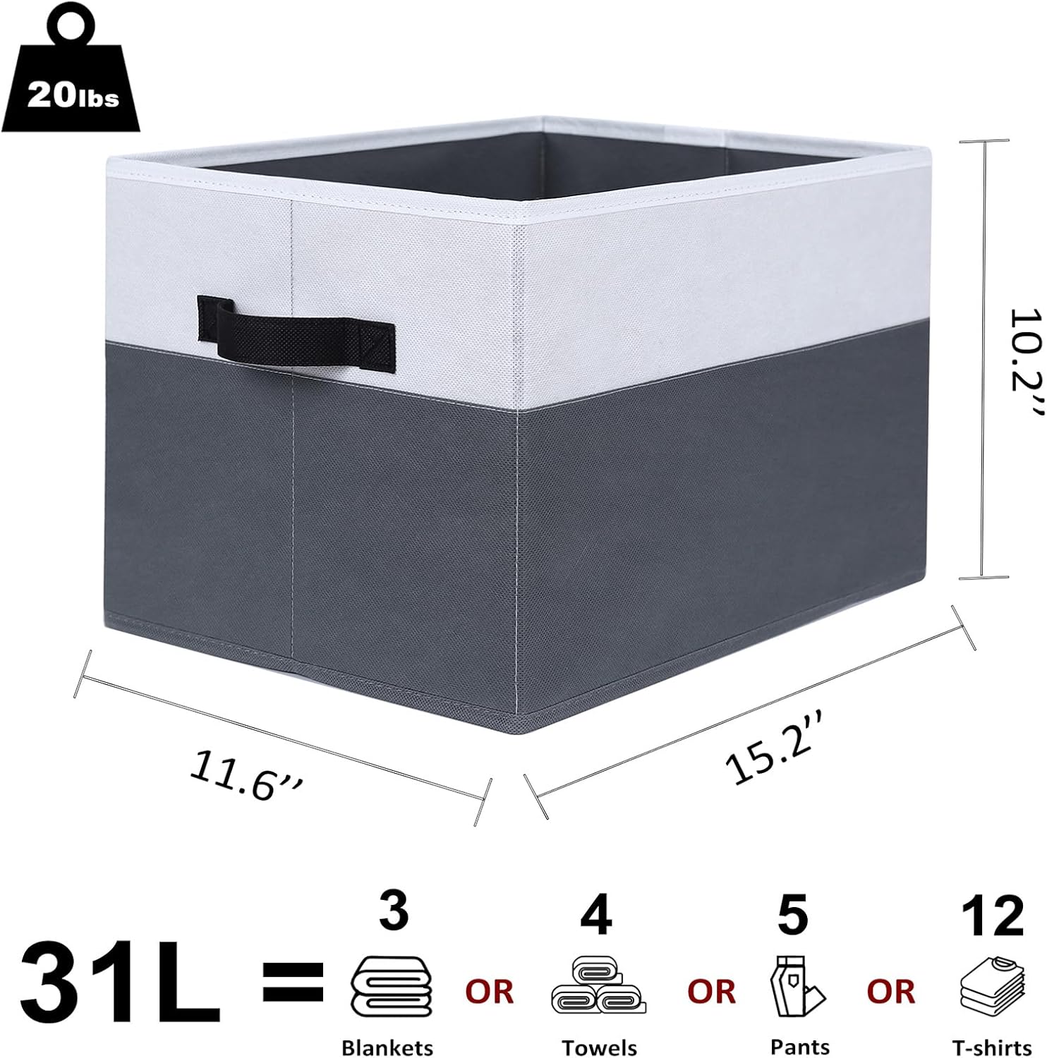 WUIKE Fabric Storage Bins, Extra Large Baskets for Organizing, Storage Bins for Shelves with