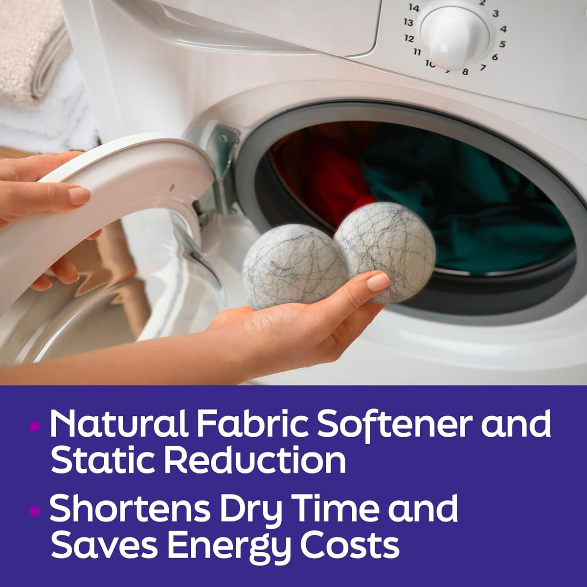 Wool Dryer Balls Laundry Reusable - Odor Eliminating Dryer Laundry Balls with Silver Technology