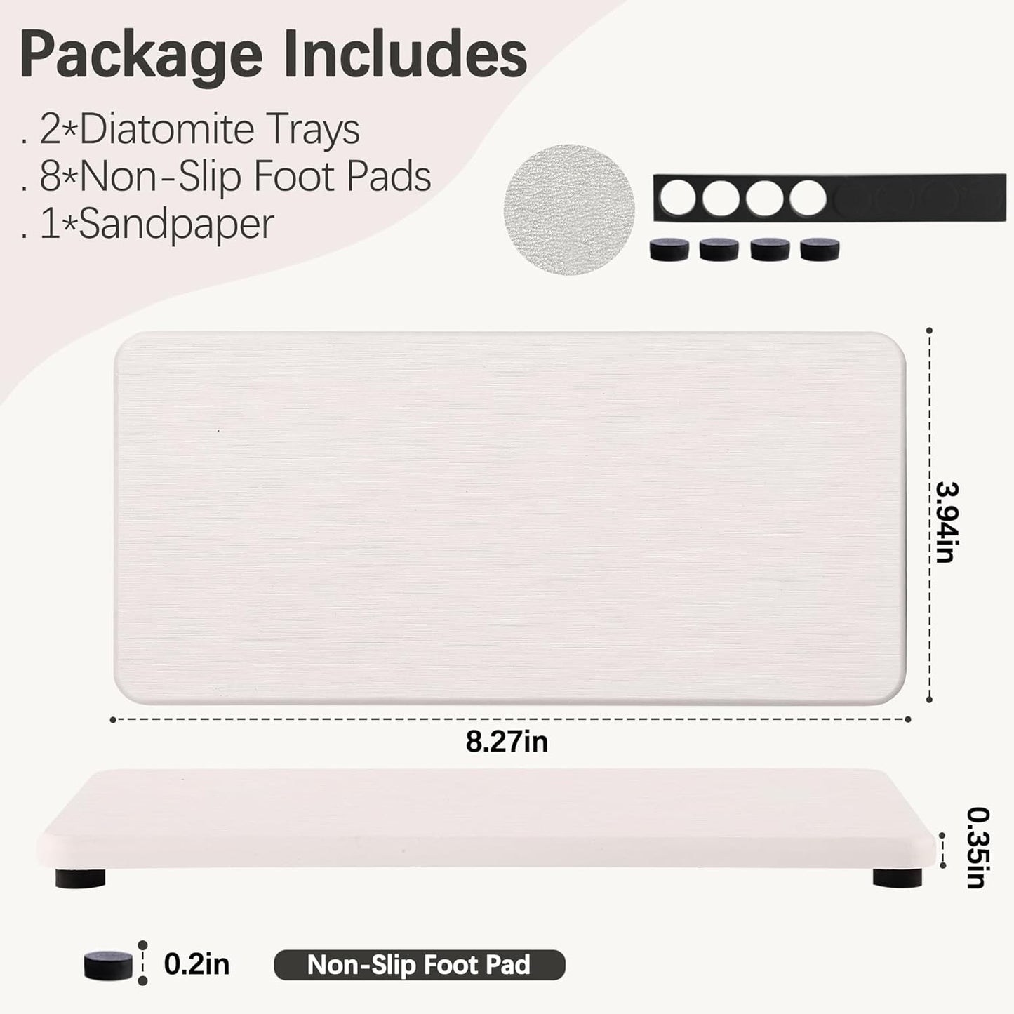 2 Pcs Water Absorbing Stone Trays, Kitchen/Bathroom Sink Soap Dish, Diatomite Tray Used for Hand