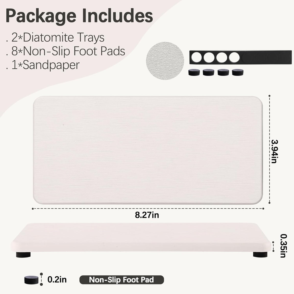 2 Pcs Water Absorbing Stone Trays, Kitchen/Bathroom Sink Soap Dish, Diatomite Tray Used for Hand
