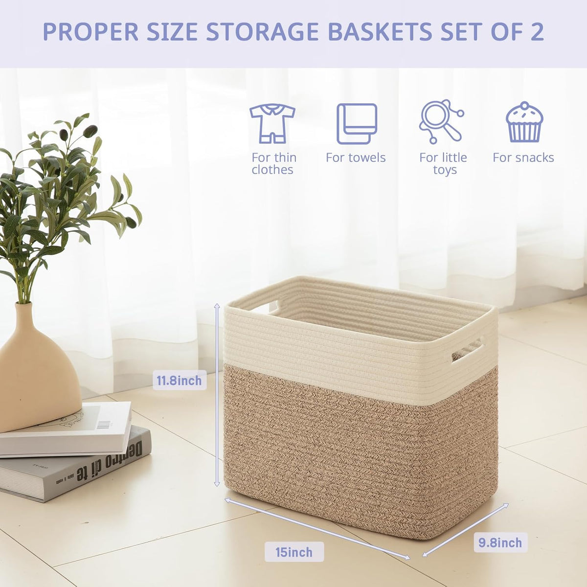 OIAHOMY Storage baskets for Shelf, Toy Storage Basket, Collapsible Storage Bins, Blanket Basket