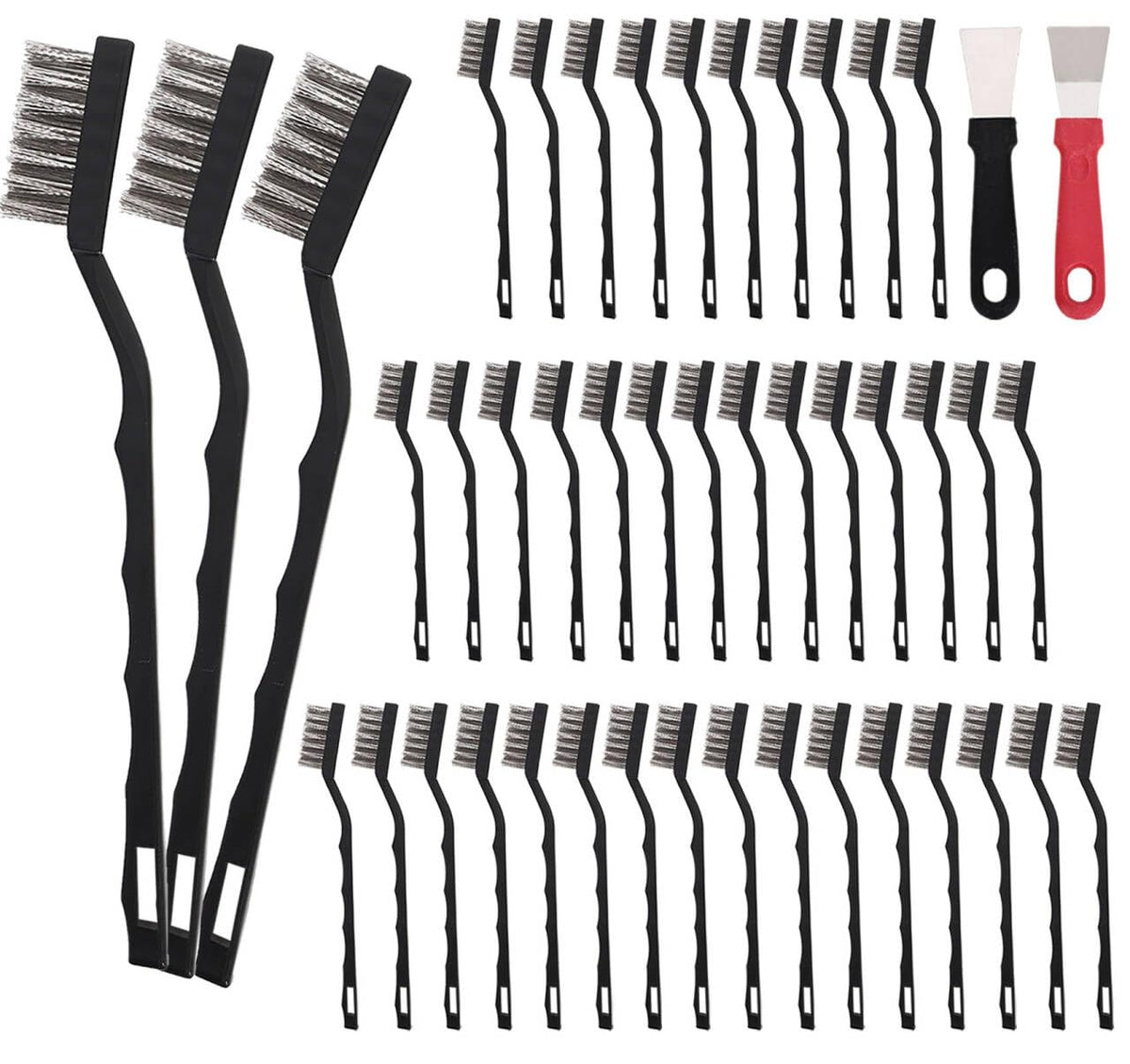 40 Pcs Mini Wire Brush Stainless Steel Brush Set, Curved Handle Masonry Brush Wire Brush for