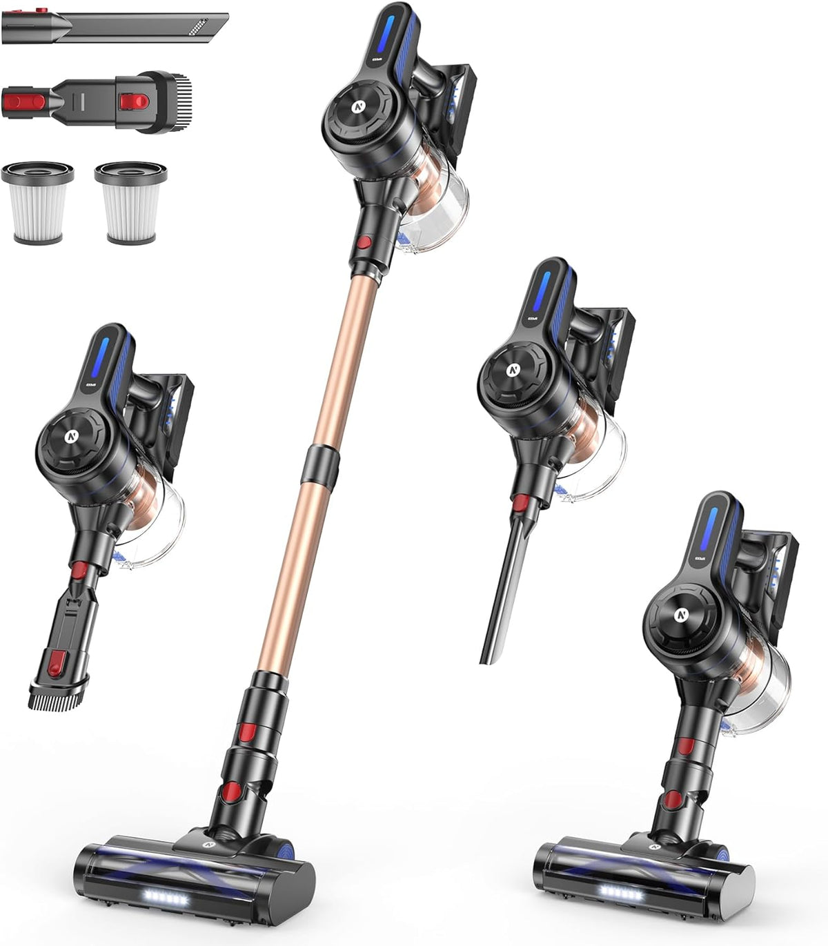 NADALY Cordless Vacuum Cleaner, Powerful Stick Vacuum with 45min Runtime, Anti-Tangle Vacuum