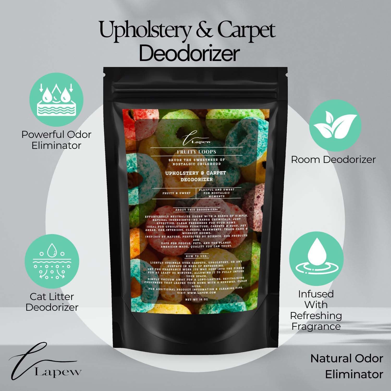 Fruity Loops Carpet Freshener Powder: Powerful Odor Eliminator for Home, Upholstery Deodorizer