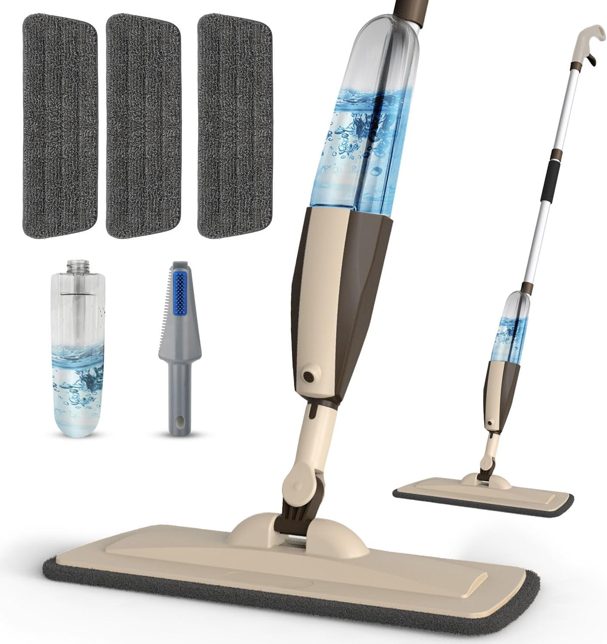 Mops for Floor Cleaning, 50 inch Spray Mop with 400ml Refillable Bottle and 2 Replacement Pads Dry