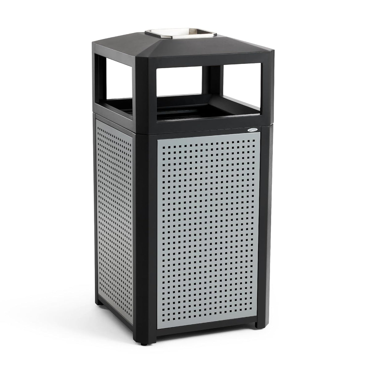 Safco Evos Steel Trash Can, 38 Gallons, Indoor and Outdoor Use, Commercial Garbage Can with Plastic