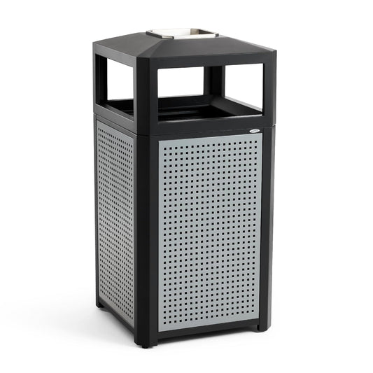 Safco Evos Steel Trash Can, 38 Gallons, Indoor and Outdoor Use, Commercial Garbage Can with Plastic