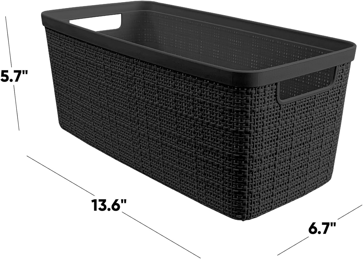 Curver Set of 8 Jute Slim Decorative Plastic Organization and Storage Baskets, Perfect Bins for