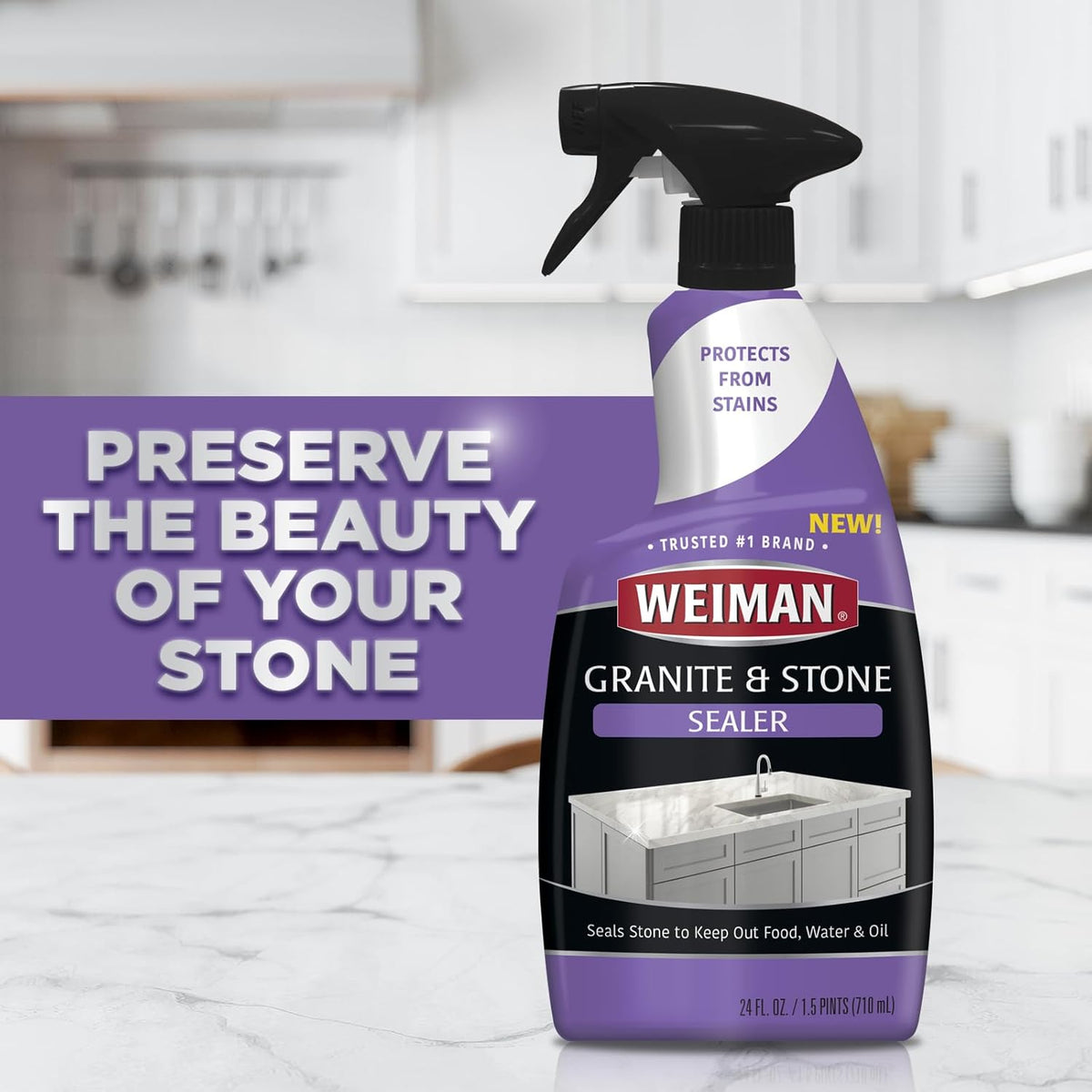 Weiman Complete Countertop Clean & Protect Kit - For Granite, Marble, Quartz & Stone - Granite &