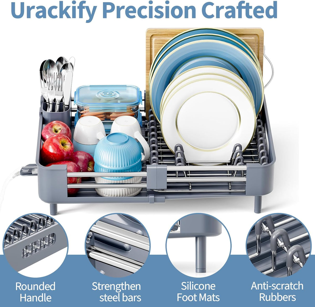 Dish Racks for Kitchen Counter, Dish Drying Rack - Stainless Steel Dish Drainer, Sink Drying Rack