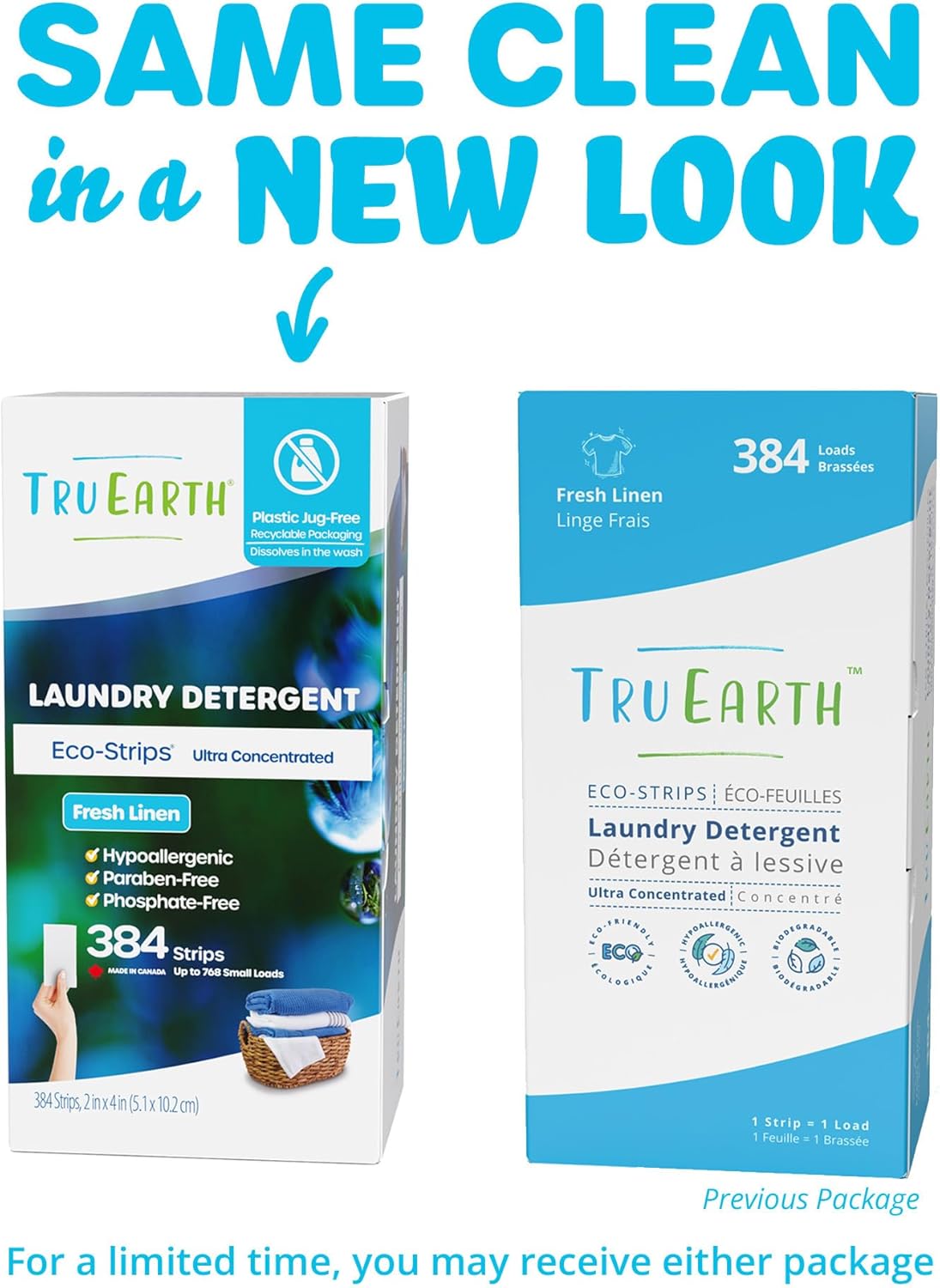 Tru Earth Compact Dry Laundry Detergent Sheets, Bulk, up to 768 Loads (384 Count) - Paraben-Free