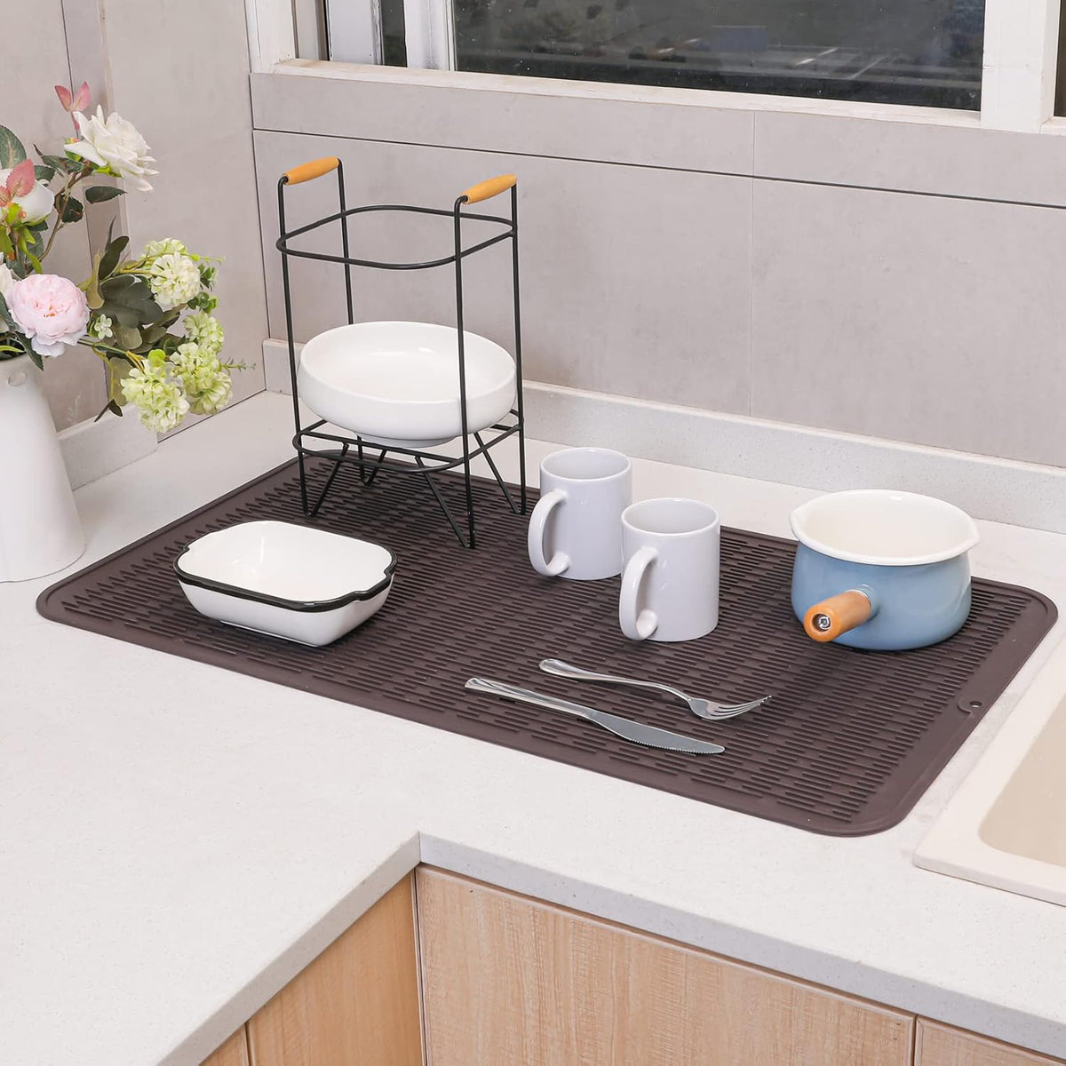 Silicone Dish Drying Mat for Multiple Usage,Easy clean,Eco-friendly,Heat-resistant Silicone Mat for