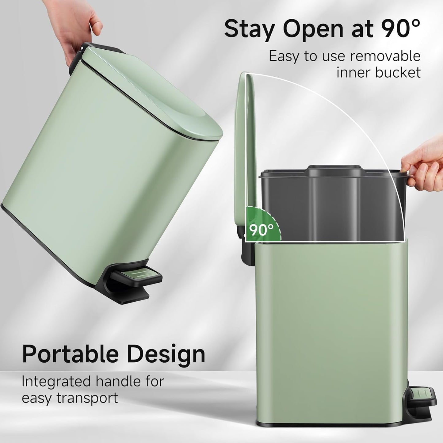 TIPGO Slim Bathroom Trash Can with Lid Soft Close, 6 Liter / 1.6 Gallon Stainless Steel Garbage Can