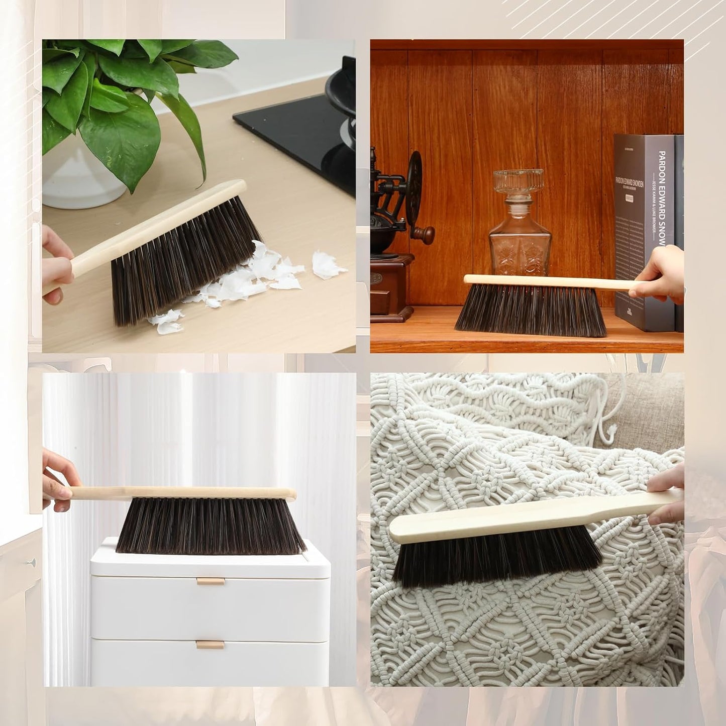 Tioncy 8 Pieces Wooden Dust Brush Bulk Hand Broom Bench Soft Bristle Cleaning Outdoor Furniture