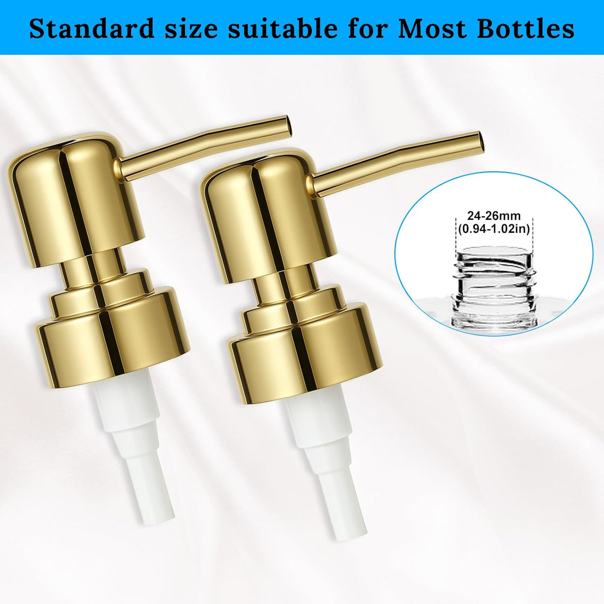 2 Pack Gold Soap Dispenser Pump Replacement Top Dispenser Pumps Refill Dispensers Liquid Hand Soap