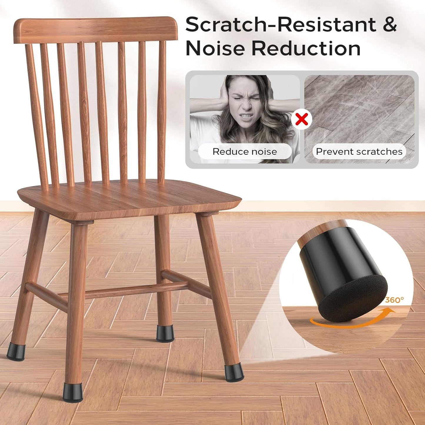 24 PCS Silicone & Felt Chair Leg Floor Protectors for Hardwood Floors - Furniture Pads, Chair Leg