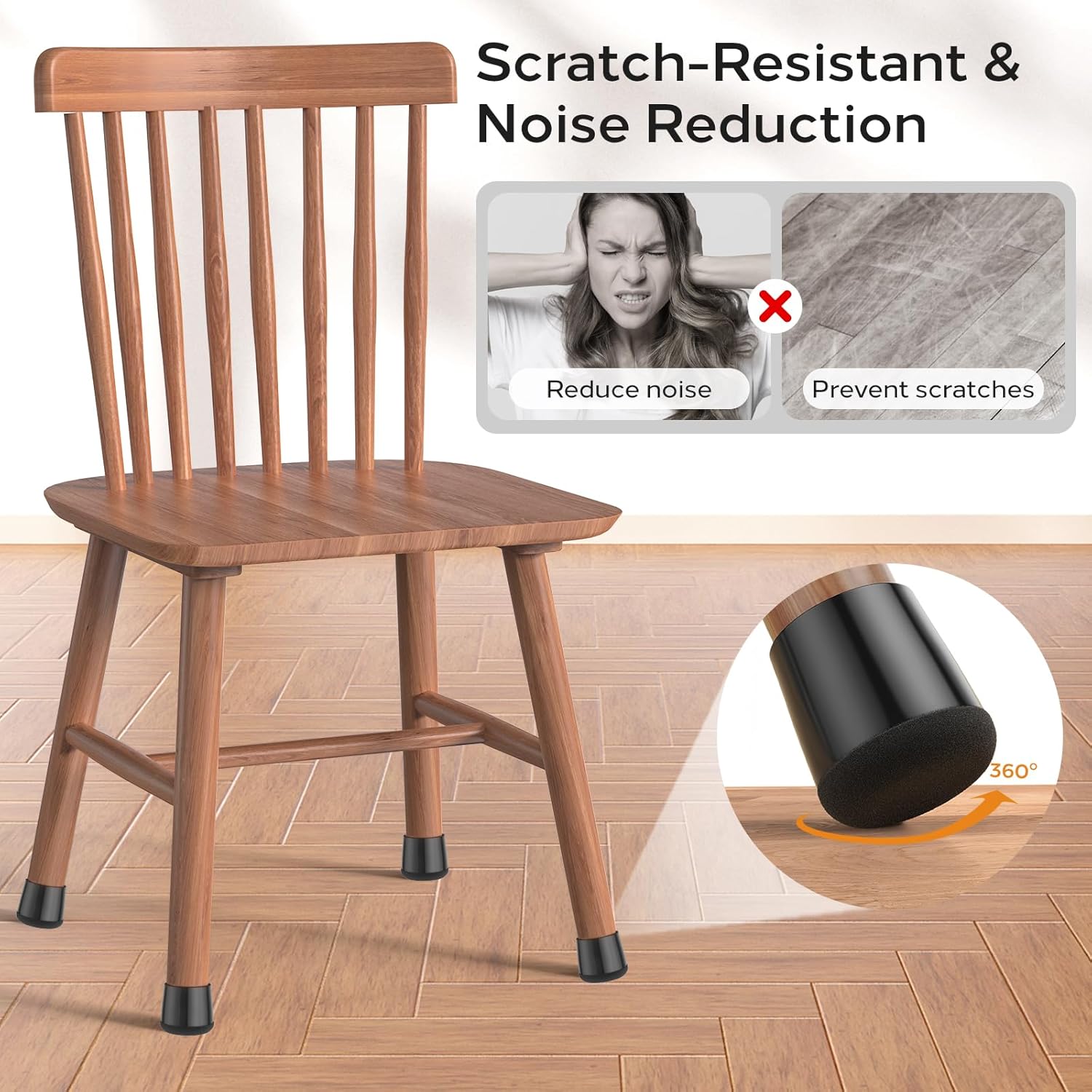 24 PCS Silicone & Felt Chair Leg Floor Protectors for Hardwood Floors - Furniture Pads, Chair Leg