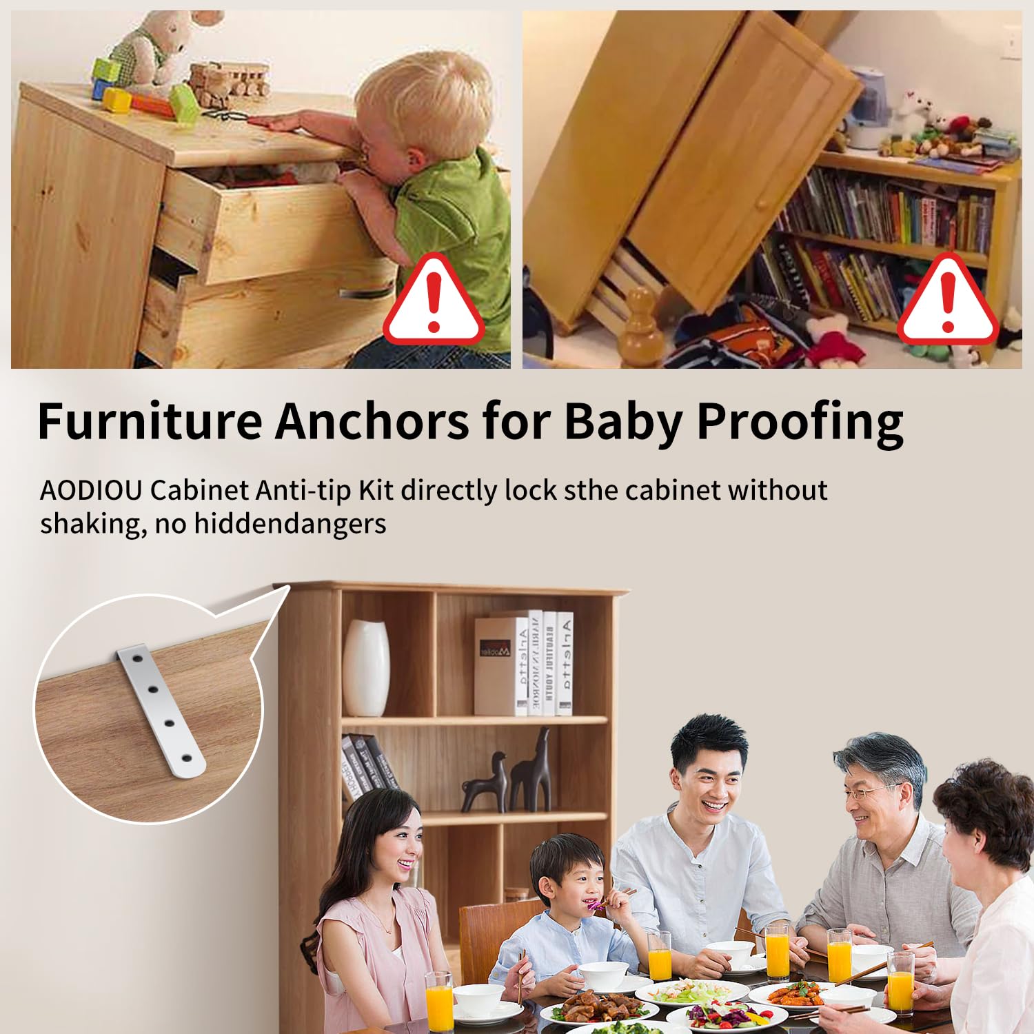 furniture anchors anti-tip baby proofing: Safety Straps Kit for Dresser Secure 400 lbs Bookcase to