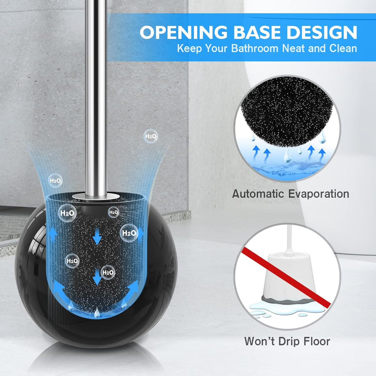 Toilet Brush and Holder 2 Pack, 304 Stainless Steel Toilet Brush with Extended and Durable