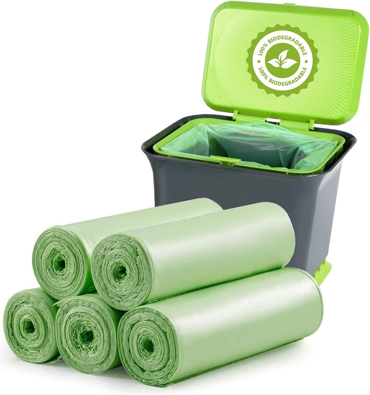 Small Trash Bags 1.2 Gallon 120 Counts Biodegradable Food Waste Bags, Mini 5L Garbage Bags Compost