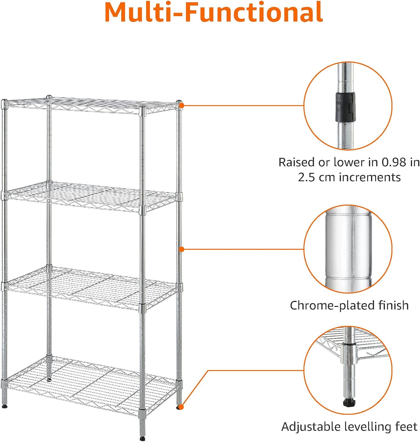 Amazon Basics 4-Shelf Adjustable, Storage Shelving Unit, (200 Pound Loading Capacity per Shelf)