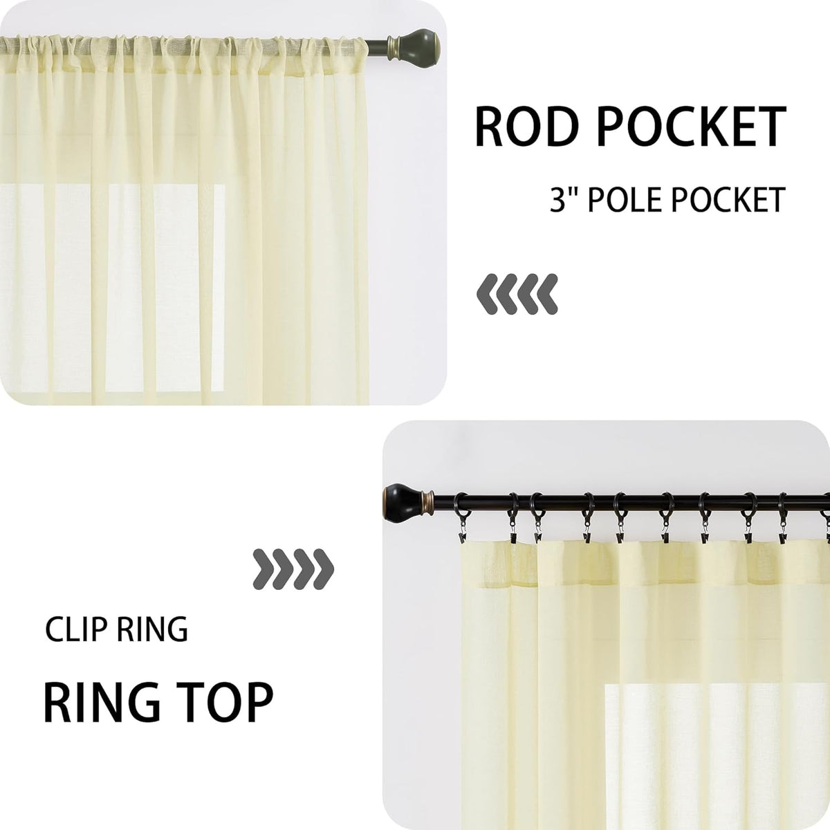 Tollpiz Sheer Door Curtain Closet Linen Textured Curtain Sheers Doorway Light Filtering Voile