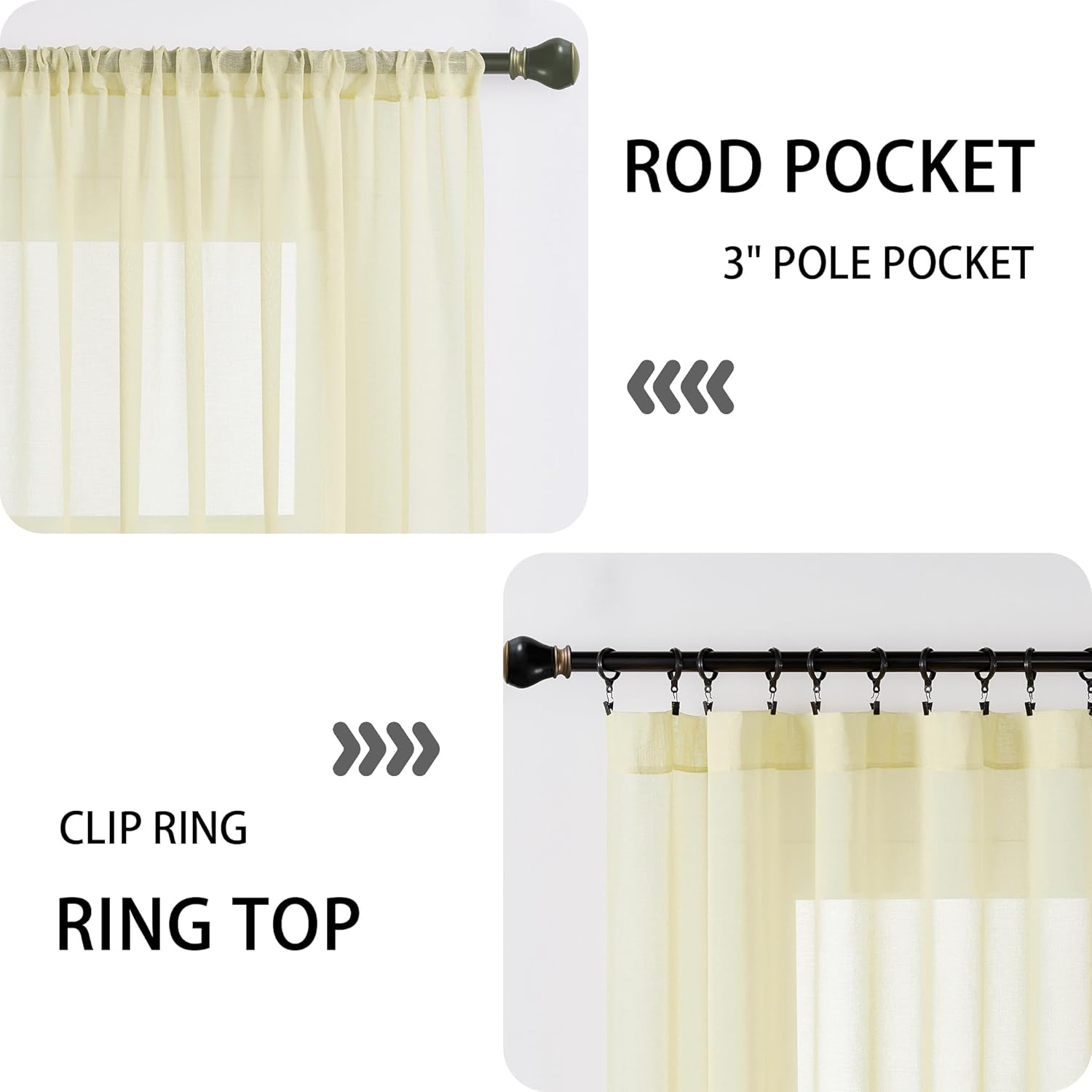 Tollpiz Small Sheer Door Curtain Closet Linen Textured Curtain Sheers Doorway Light Filtering Voile