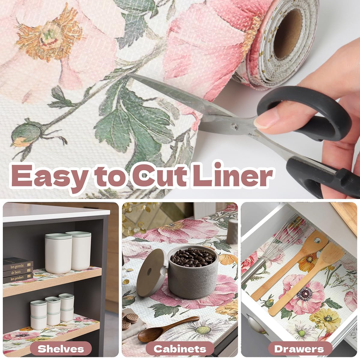 Shelf Liner for Kitchen Cabinets Non-Adhesive,Cabinet Liner for Shelves Non Slip Drawer